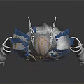 Armored Warrior Character With Dragon Inspired Helmet And Blue Silver Armor 3d model