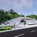 Modern Kindergarten Building With Colorful Roof Green Lawn And Play Facilities