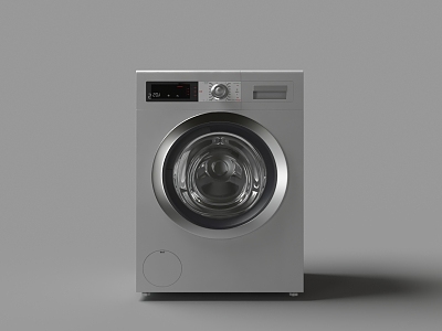 Modern silver drum washing machine 3d model