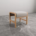 Modern Minimalist Stool With Wooden Frame And Gray Padded Seat