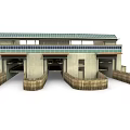 Modern Airport Design With Solar Panels On Roof Multiple Entrances And Wooden Fences In Front