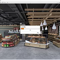 Spacious Supermarket Department Store With Open Layout Wooden Shelves Glass Counters And Product Displays