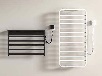 Modern Heated Bathroom Towel Racks Wall Mounted Black And White Design 3d model