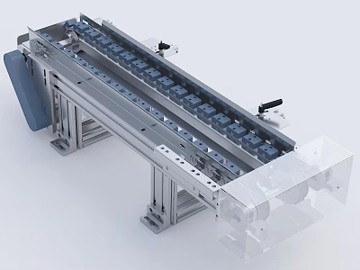 Industrial Conveyor System With Metal Frame Chain Track And Transparent Cover 3d model