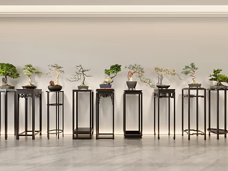 New Chinese style flower stand potted plant 3d model
