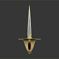 Traditional Decorative Sword With Wooden Handle Golden Hilt And Silver Blade