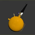 Yellow Gas Cylinder with Pressure Gauge Black Nozzle and Blue Valve