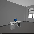 Home Office Computer Desk With White Desktop Storage Drawers Monitor Mouse And PC Tower