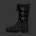 Black Leather Boots With Metal Buckles Stylish Design Durable For Daily Use