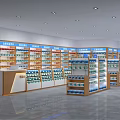 Brightly Lit Retail Store With Multiple Shelves And Displayed Products 3d model
