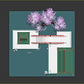 Traditional Chinese Garden Miniature Model With Green Roof Pavilions Red Bridge And Pink Blossom Tree