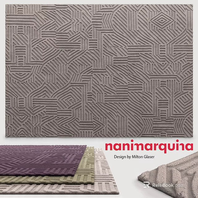 Geometric Pattern Square Rug Designed by Micael Glaser for Nanimarquina in Various Colors 3d model 