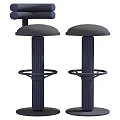 Elegant Modern Bar Stools With Gold Fluted Columns And Beige Light Gray Upholstered Seats