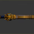 Mythical Dragon Themed Weapon With Orange Purple Blade And Blue Glowing Accents