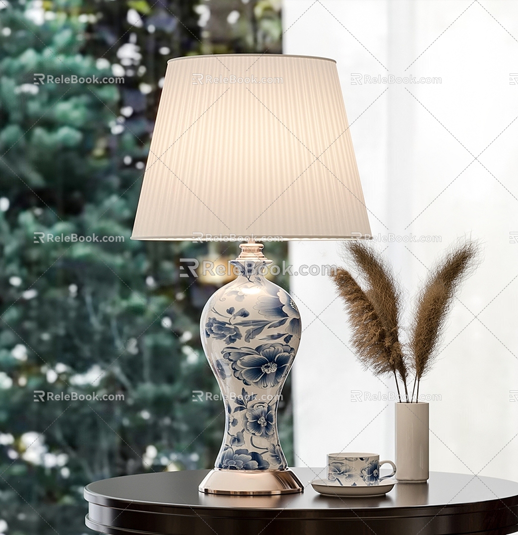 Modern blue and white porcelain table lamp model