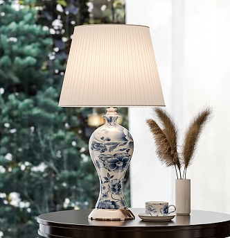 Modern blue and white porcelain table lamp 3d model