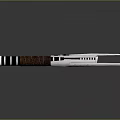 Lightsaber Weapon With Textured Wooden Handle And Shiny Metal Components Design