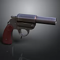 Vintage Revolver With Metal Body And Red Grip On Dark Background