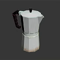 Stainless Steel Moka Pot With Black Handle And Lid On Black Background