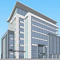 Modern Office Building Exterior Featuring Glass Curtain Wall And Multi Storey Design