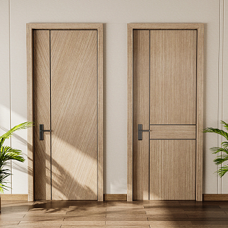 Modern Flat Door Solid Wood Door for Bedroom 3d model