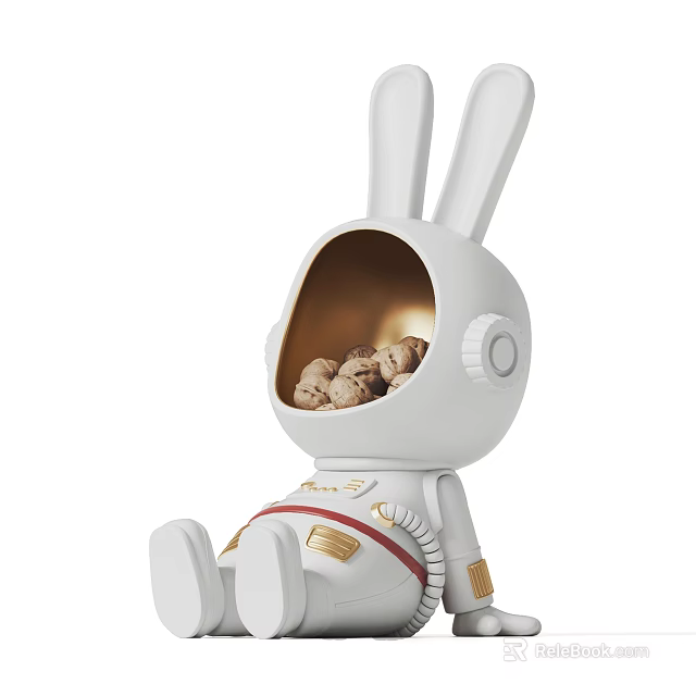Creative Decorative Ornament Set With Rabbit Astronaut Design And Inner Pebbles For Home Decor 3d model 