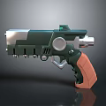 Futuristic Green Tactical Pistol With Silver Accents And Orange Grip Modern Design