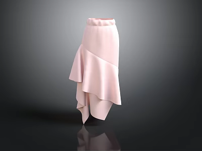 Fashionable Pink Women's Skirt With Asymmetrical Ruffled Hem For Daily Use 3d model