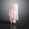 Fashionable Pink Women's Skirt With Asymmetrical Ruffled Hem For Daily Use