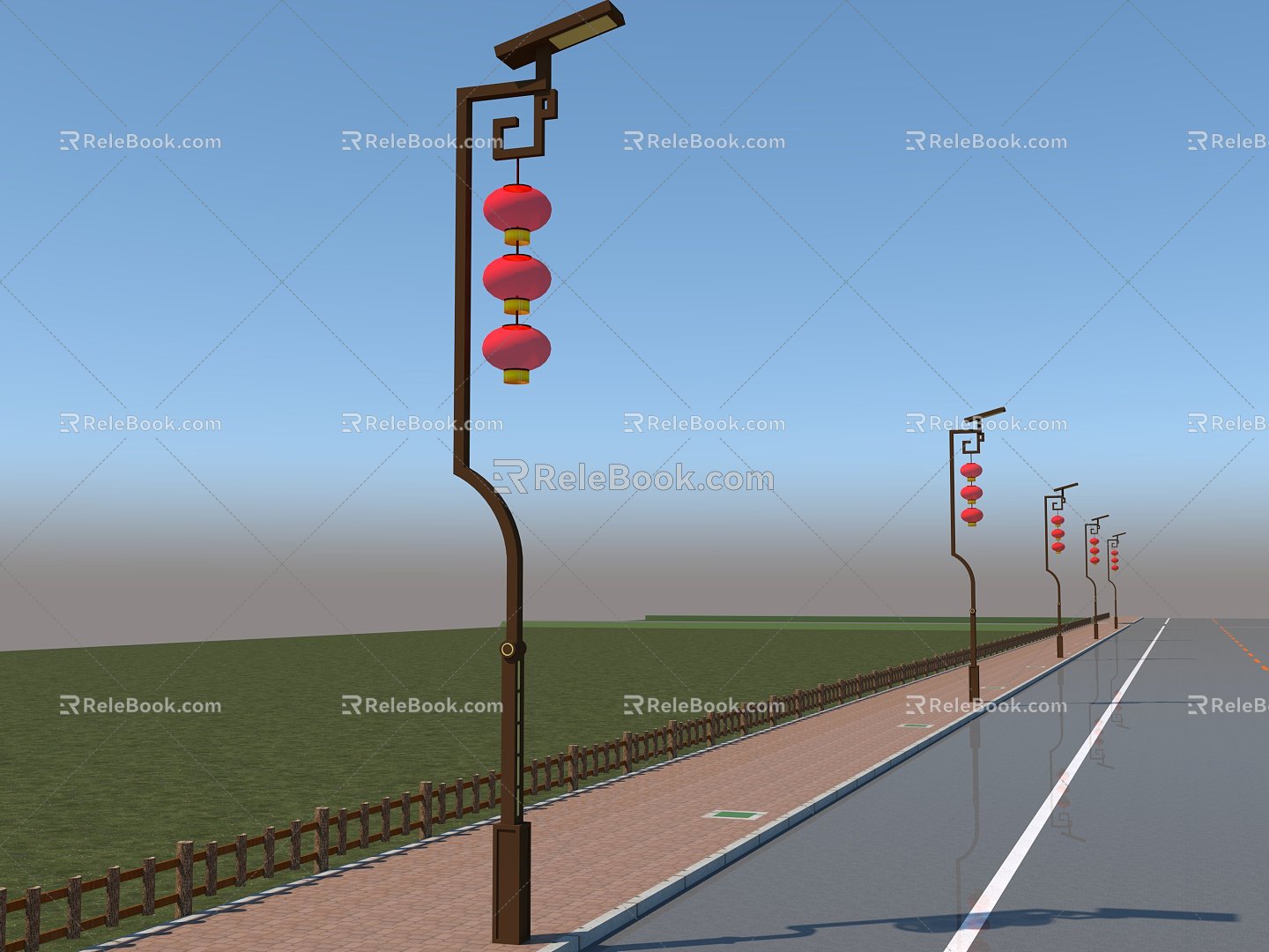 New Chinese Culture Street Lamp 3d model