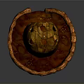 Decorative Stone Scene Component with Circular Base Raised Center Holes and Cracked Texture