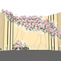 Elegant Wedding Backdrop Setup With Pink Purple Flowers And Floral Decorations