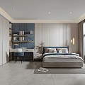 Elegant Modern Bedroom Interior With Large Windows Wardrobe Bed Rug And Minimalist Design