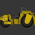Yellow Road Roller With Metal Frame Black Seat And Large Wheels