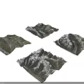 Realistic 3D Snow Covered Mountain Landscape With Clear Blue Sky Background 3d model