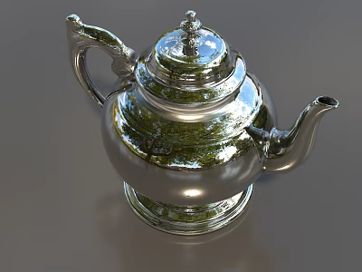 Elegant Silver Teapot Tableware Set With Shiny Metallic Finish And Classic Design 3d model