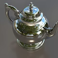 Elegant Silver Teapot Tableware Set With Shiny Metallic Finish And Classic Design 3d model