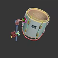 White Snare Drum With Metal Stand Shiny Chrome Hardware And Natural Drumhead