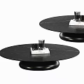 Modern Black Round Coffee Table With Smooth Surface Sturdy Base And Decorative Items 3d model