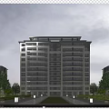 Modern High Rise Residential Building Exterior With Landscaping