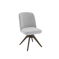 Modern Single Chair With Light Gray Upholstered Seat And Dark Brown Wooden Legs