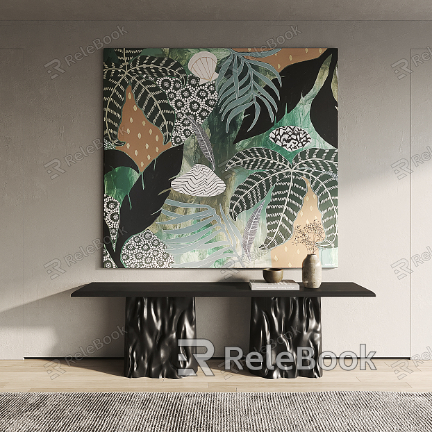 Modern Plant Painting Plant Abstract Hanging Painting End View Desk model