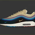 Nike Air Max 97 Sneakers Featuring Beige Blue Pink Gradient And White Sole Design