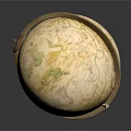 Vintage Globe With Hand-drawn World Map And Metal Ring Stand