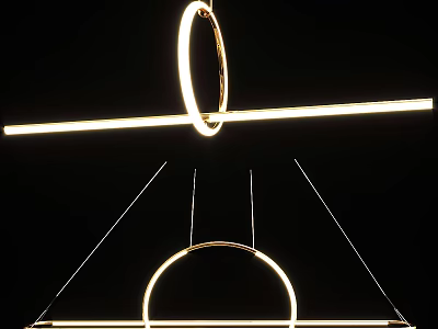 Modern Illuminated Chandelier With Minimalist Ring And Bar Structural Design 3d model