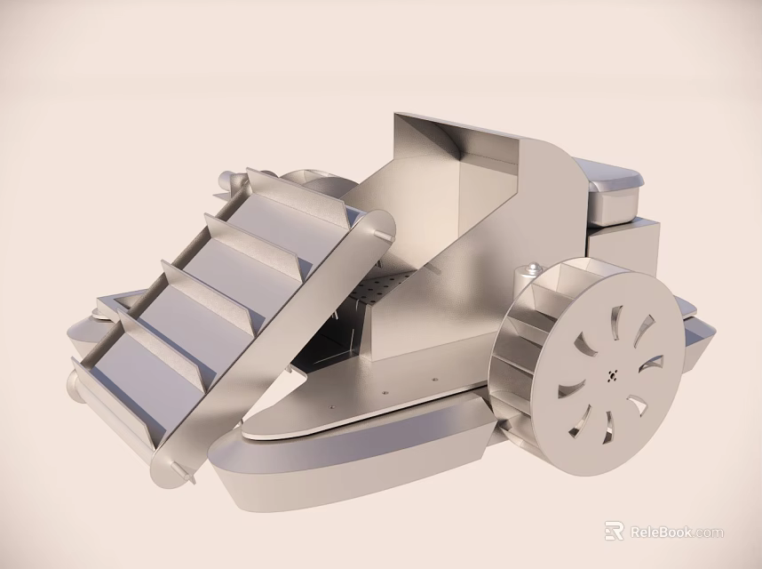 Electric Toy Silver Detailed Mechanical Structure With Wheels And Cart Design 3d model 