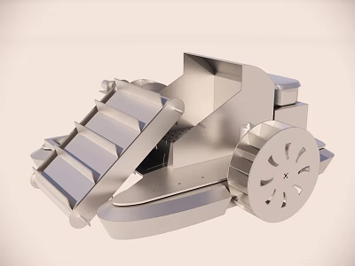 Electric Toy Silver Detailed Mechanical Structure With Wheels And Cart Design 3d model