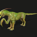 Green Fantasy Creature With Horned Head Large Claws And Long Tail