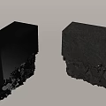 Modern Black Cube Reception Desk With Rough Edges And White Background 3d model