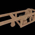 Vintage Wooden Mechanical Device With Wheels Gears And Wooden Frame